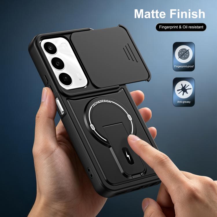 For Realme C100 4G / C100x / C100i Sliding Camshield Holder Magnetic Phone Case(Orange)