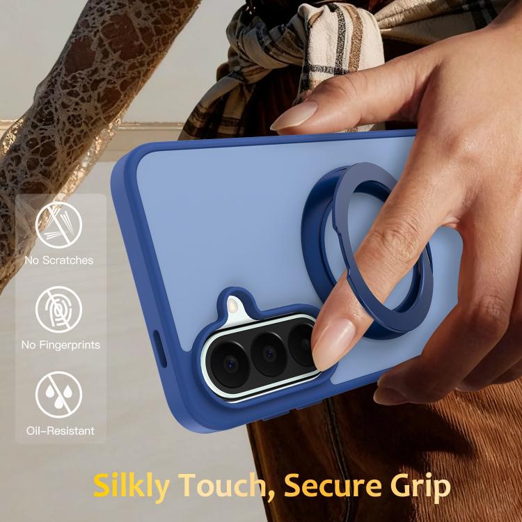 For Galaxy S24+ / S25+ 5G Skin Feel Revolving Kickstand Magnetic Phone Case(Blue)