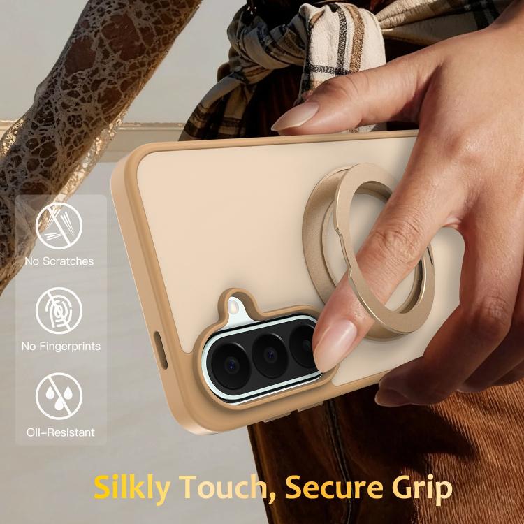 For Galaxy S24 / S25 5G Skin Feel Revolving Kickstand Magnetic Phone Case(Gold)