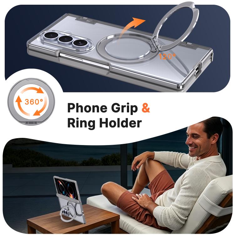 For Galaxy Z Fold8 Ultra 5G Kalebol MagSafe Metal Ring Holder Phone Case(Titanium Gray)