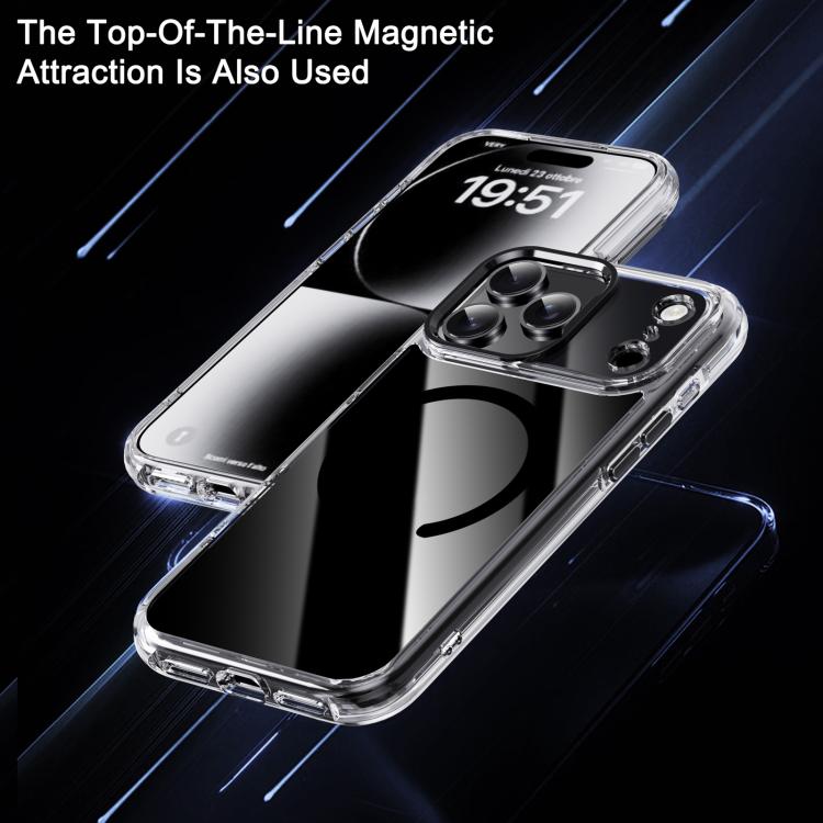For iPhone 18 Pro iPAKY Mingxing Series MagSafe Magnetic Shockproof PC+TPU Phone Case(Transparent + Black)