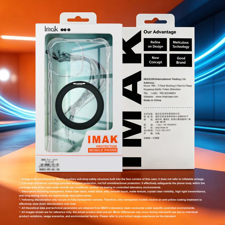 For iPhone 18 Pro / 17 Pro imak Metal Rotation Magnetic Holder Clear TPU Airbag Phone Case(Black)