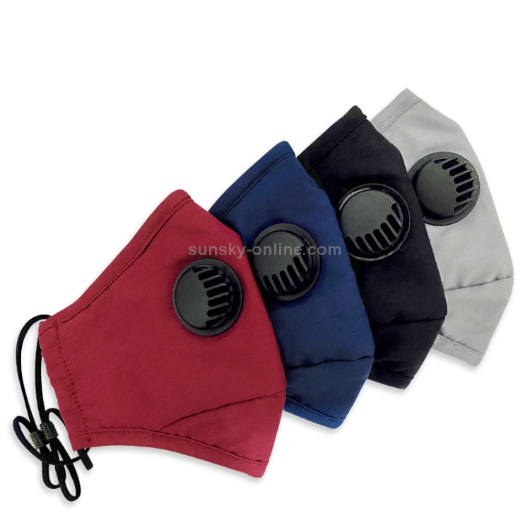 For Men Women Washable Replaceable Filter Breath-Valve PM2.5 Dustproof Face  Mask(Grey)