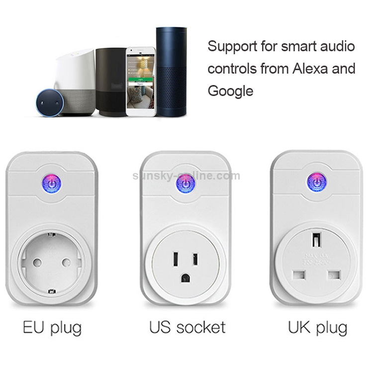 WIFI Smart Plug. 10A RGB LED ring App control Google Home and Alexa control   – NOCO