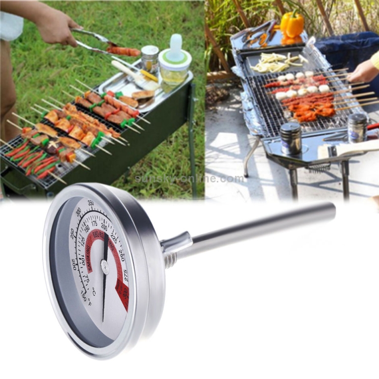 Barbecue Smoker Grill Stainless Steel Temperature Thermometer Gauge Tools FM 