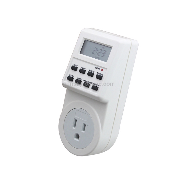 AC 120V Smart Home Plug-in LCD Display Clock Summer Time Function 12/24 ...