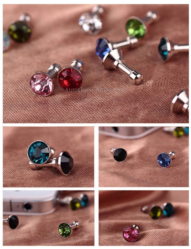 100 PCS 3.5mm Earphone Port Rhinestone Anti-Dust Plug 100 PCS 3.5mm Earphone Port Rhinestone Anti-Dust Plug