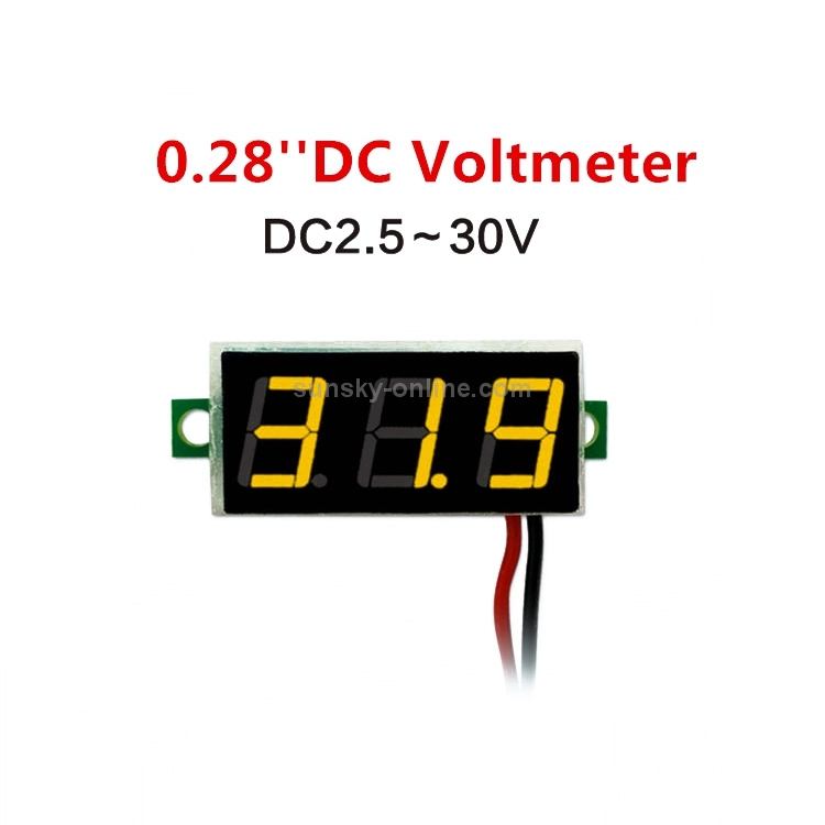  DROK Medidor digital de voltímetro de 0.56 pulgadas DC 3-30V  Medidor de voltaje verde brillante pantalla LED de dos cables medidor de  voltios para monitor de batería solar Montaje en panel