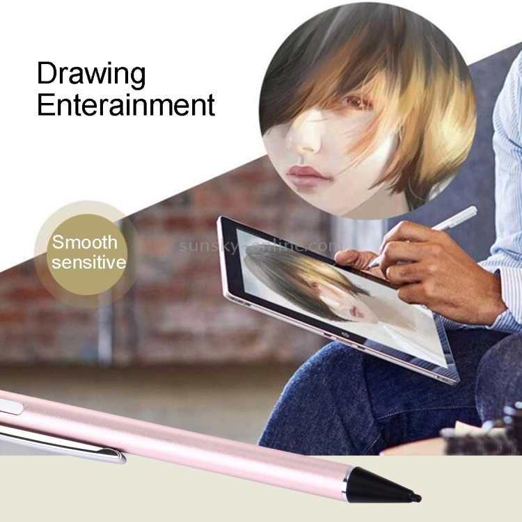 [US Warehouse] Micro USB Charging Universal Superfine Nib Capacitive Touch Screen Stylus Pen(Rose Gold)