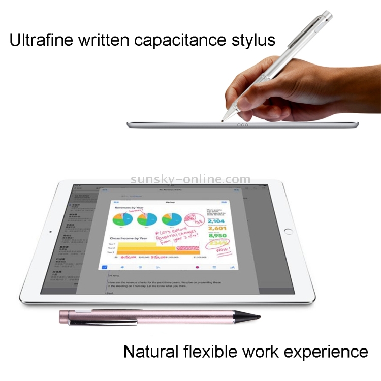 [US Warehouse] Micro USB Charging Universal Superfine Nib Capacitive Touch Screen Stylus Pen(Rose Gold)