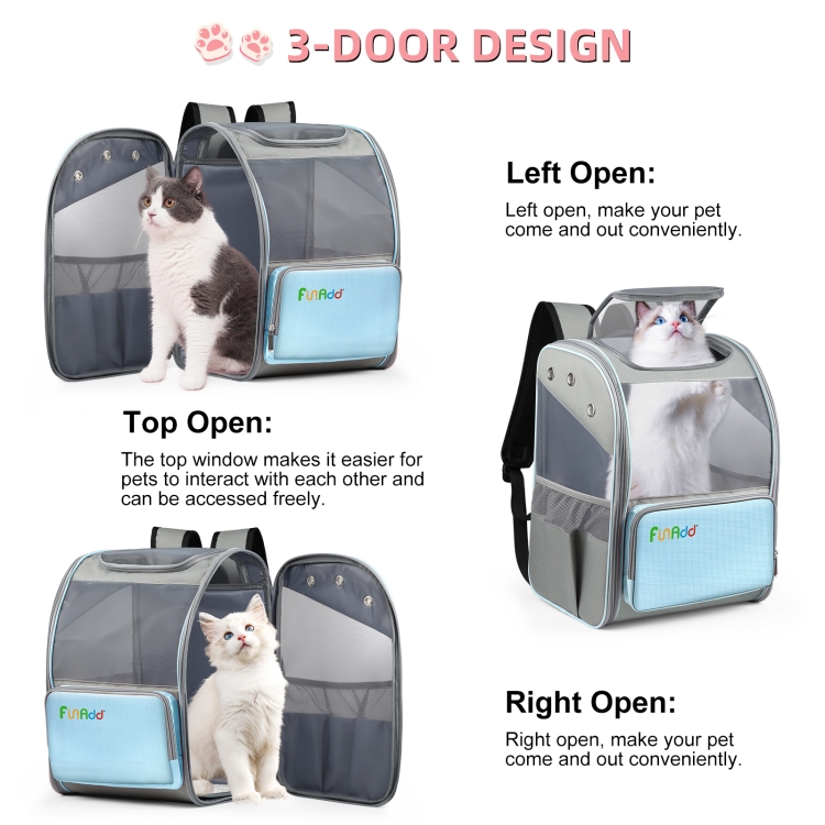 FUNADD Fold Breathable Pet Backpack Outdoor Shoulders Cat Bag(Blue) - 5