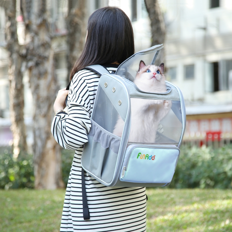 FUNADD Fold Breathable Pet Backpack Outdoor Shoulders Cat Bag(Blue) - 8