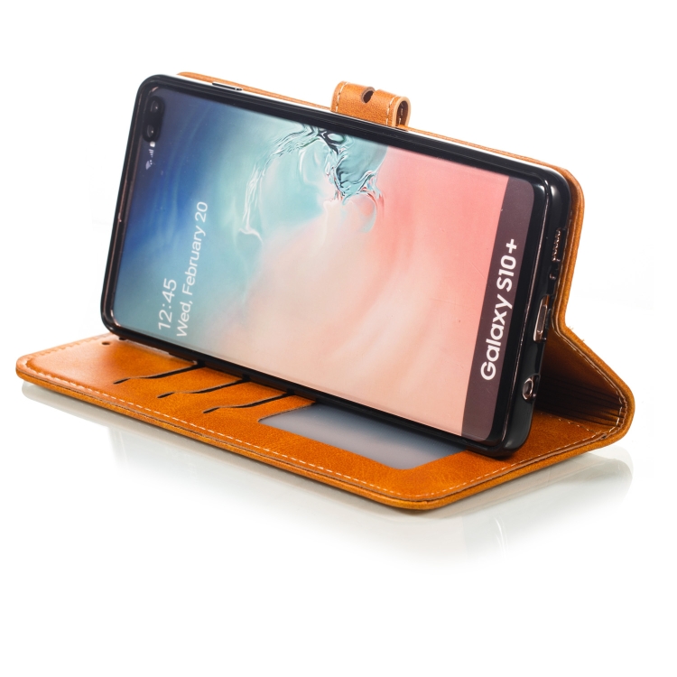 Leather Protective Case For Galaxy S10 Plus(Yellow) Leather Protective Case For Galaxy S10 Plus(Yellow)