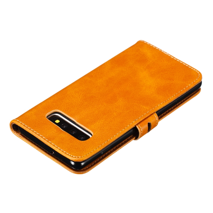 Leather Protective Case For Galaxy S10 Plus(Yellow) Leather Protective Case For Galaxy S10 Plus(Yellow)