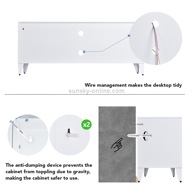 Sunsky 美国仓 现代风格家用客厅金属电视柜带柜子 尺寸 47 3x13 8x 3英寸