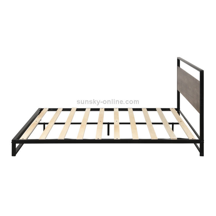 [EU Warehouse] Queen Metal Bed Frame with Wood Slats, Size 207 x 153 x