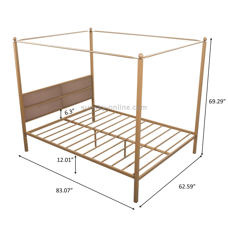 Sunsky Us Warehouse Household Queen, King Size Four Poster Metal Bed Frame