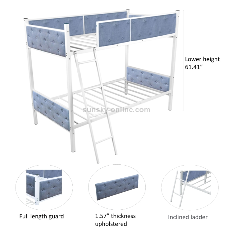 Household Twin Bunk Bed With Ladder, Bunk Bed Ladder Guard Ikea