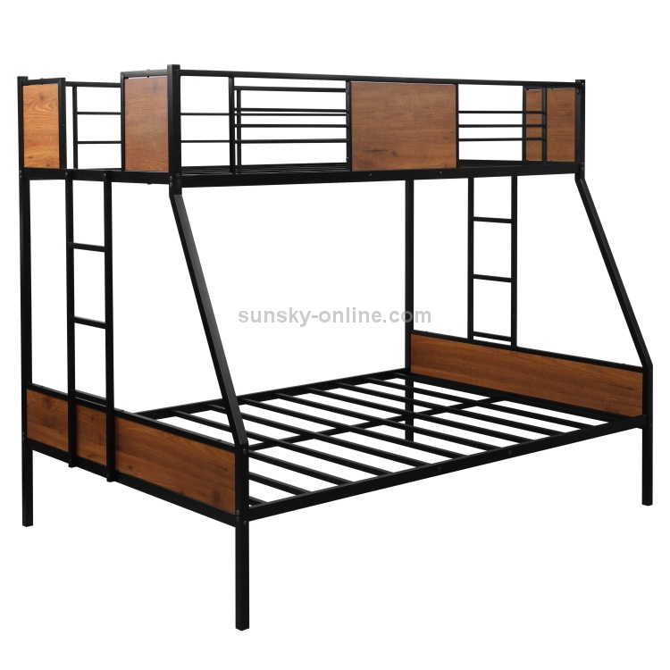 Household Twin Over Full Metal Bunk Bed, Natural Wood Bunk Beds Twin Over Full Length