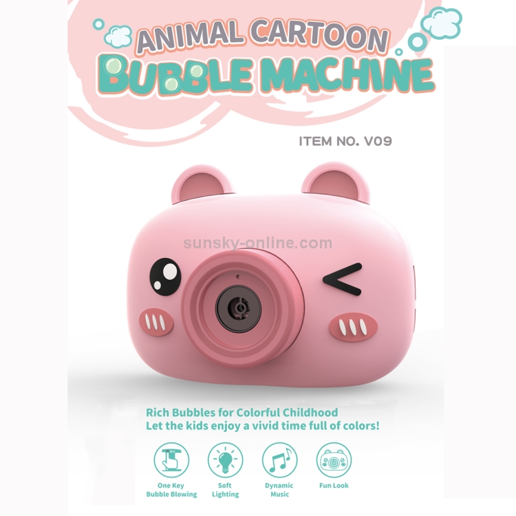 Cámara De Oso De Burbujas Para Niños Con Un Solo Clic , Luz , Música ,  Dibujos Animados , Máquina