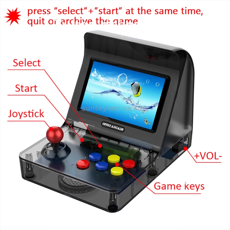 PowKiddy A8 Retro Arcade Mini Handheld Game Console Support TF Card Expansion Gamepad Control AV Output Black