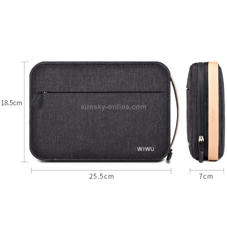 WIWU Portable Waterproof Multi-functional Headphone Charger Data Cable Storage Bag , Size: 25.5x18.5x7cm(Black) WIWU Portable Waterproof Multi-functional Headphone Charger Data Cable Storage Bag , Size: 25.5x18.5x7cm(Black)