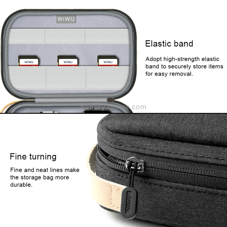 WIWU Portable Waterproof Multi-functional Headphone Charger Data Cable Storage Bag , Size: 25.5x18.5x7cm(Black) WIWU Portable Waterproof Multi-functional Headphone Charger Data Cable Storage Bag , Size: 25.5x18.5x7cm(Black)