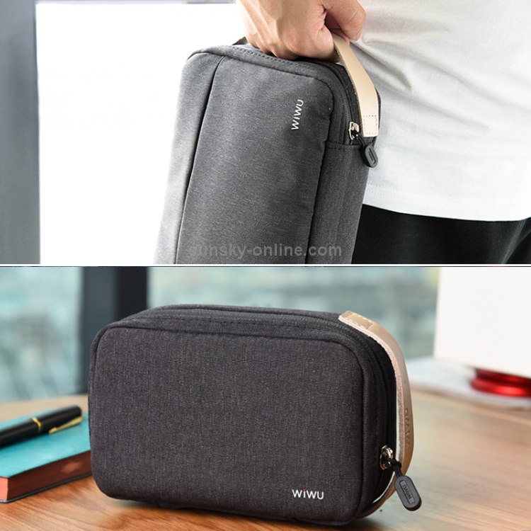 WIWU Portable Waterproof Multi-functional Headphone Charger Data Cable Storage Bag , Size: 25.5x18.5x7cm(Black) WIWU Portable Waterproof Multi-functional Headphone Charger Data Cable Storage Bag , Size: 25.5x18.5x7cm(Black)