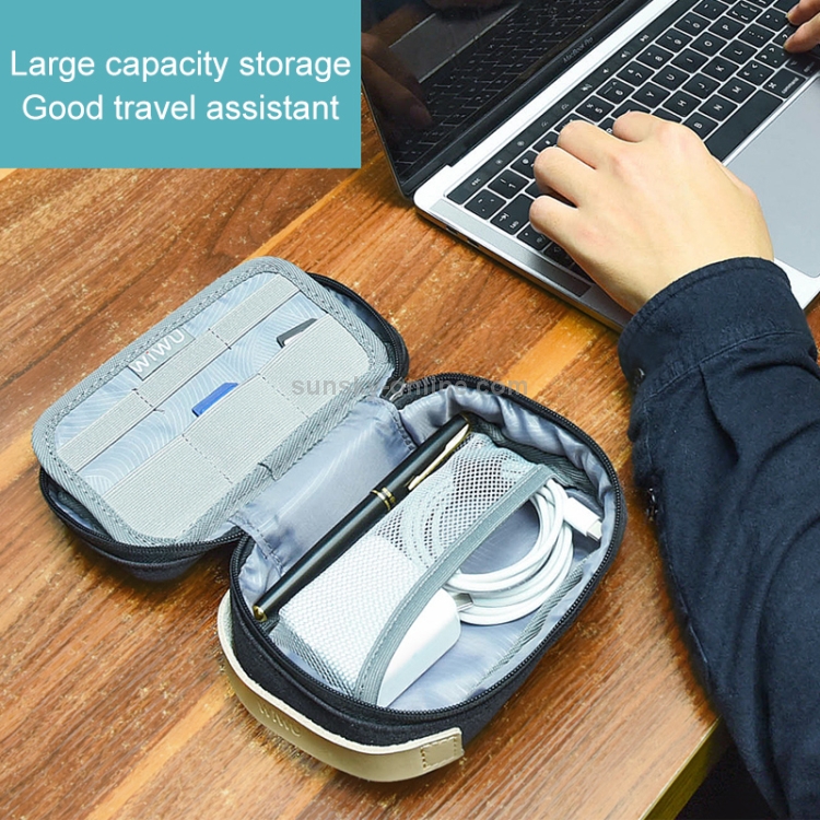 WIWU Portable Waterproof Multi-functional Headphone Charger Data Cable Storage Bag , Size: 25.5x18.5x7cm(Black) WIWU Portable Waterproof Multi-functional Headphone Charger Data Cable Storage Bag , Size: 25.5x18.5x7cm(Black)