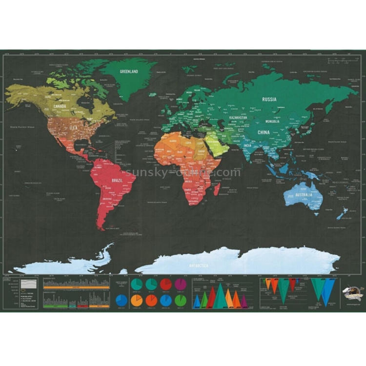 Forniture per ufficio per insegnamento scolastico Mappa del mondo da  grattare, dimensioni: 82,5 x 59,3 cm