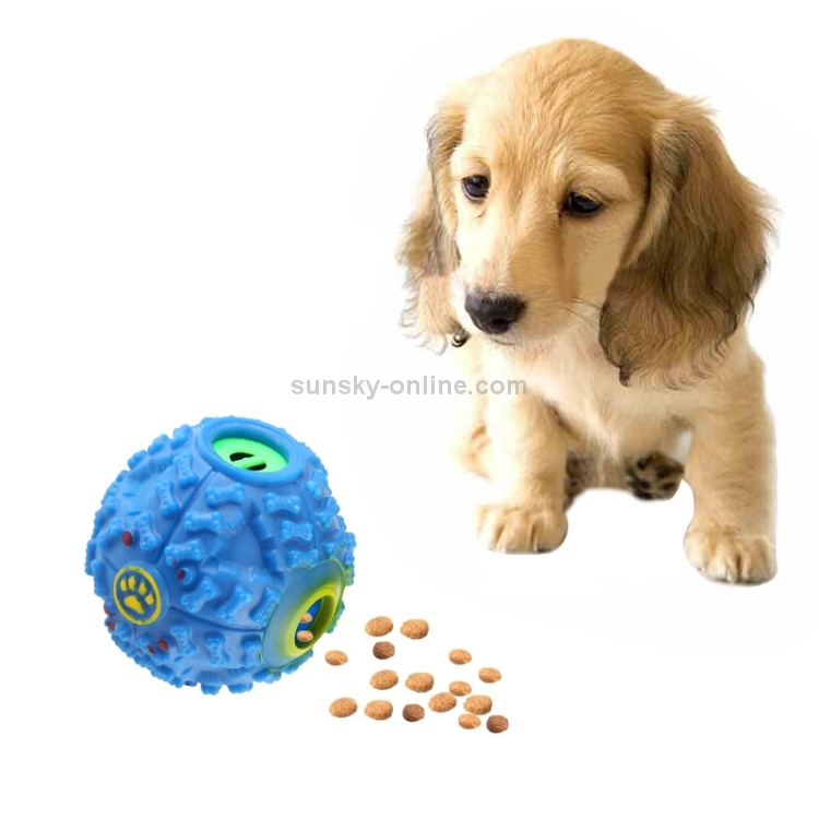 Dispensador de alimentos para mascotas Squeaky Giggle Quack Sound Training Toy Chew Ball, Tamaño: L, diámetro de la pelota: 11.5 cm (azul) - 1