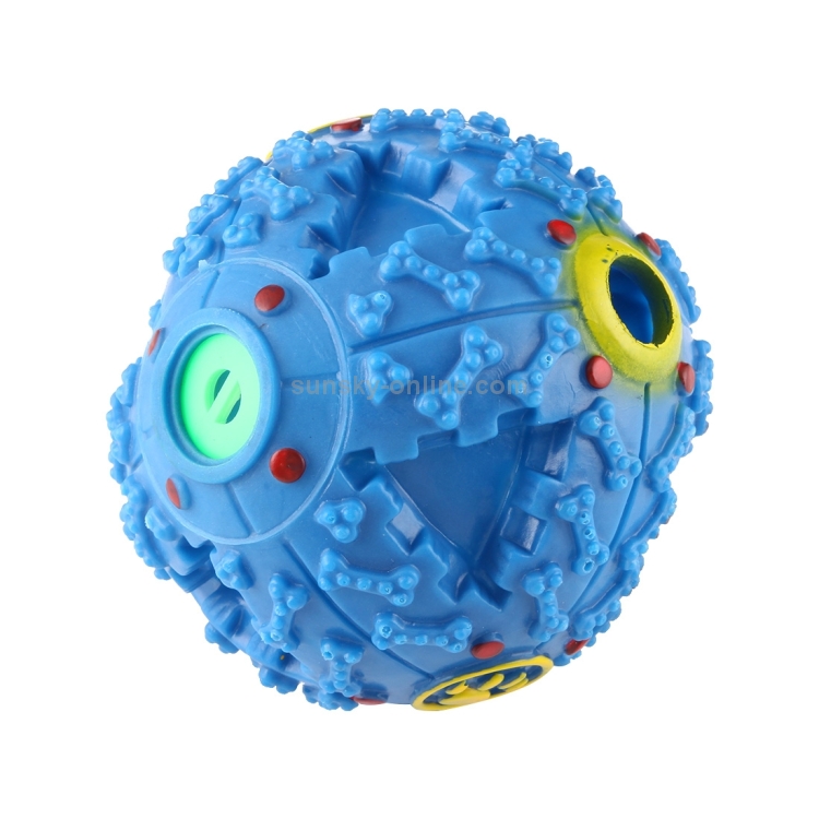 Dispensador de alimentos para mascotas Squeaky Giggle Quack Sound Training Toy Chew Ball, Tamaño: L, diámetro de la pelota: 11.5 cm (azul) - 2