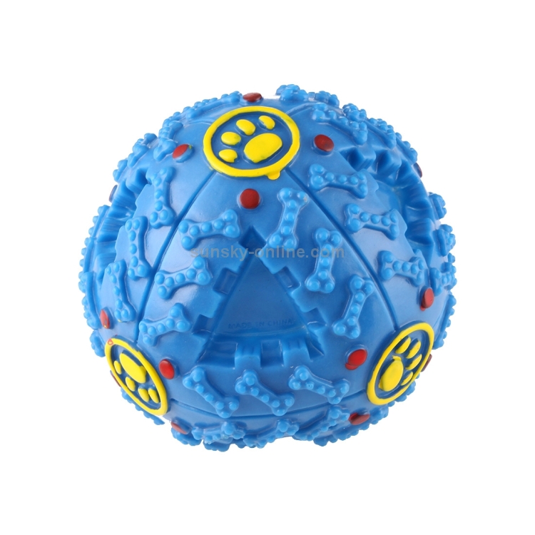 Dispensador de alimentos para mascotas Squeaky Giggle Quack Sound Training Toy Chew Ball, Tamaño: L, diámetro de la pelota: 11.5 cm (azul) - 3
