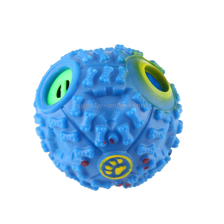 Dispensador de alimentos para mascotas Squeaky Giggle Quack Sound Training Toy Chew Ball, Tamaño: S, Diámetro de la bola: 7 cm (azul) - 2