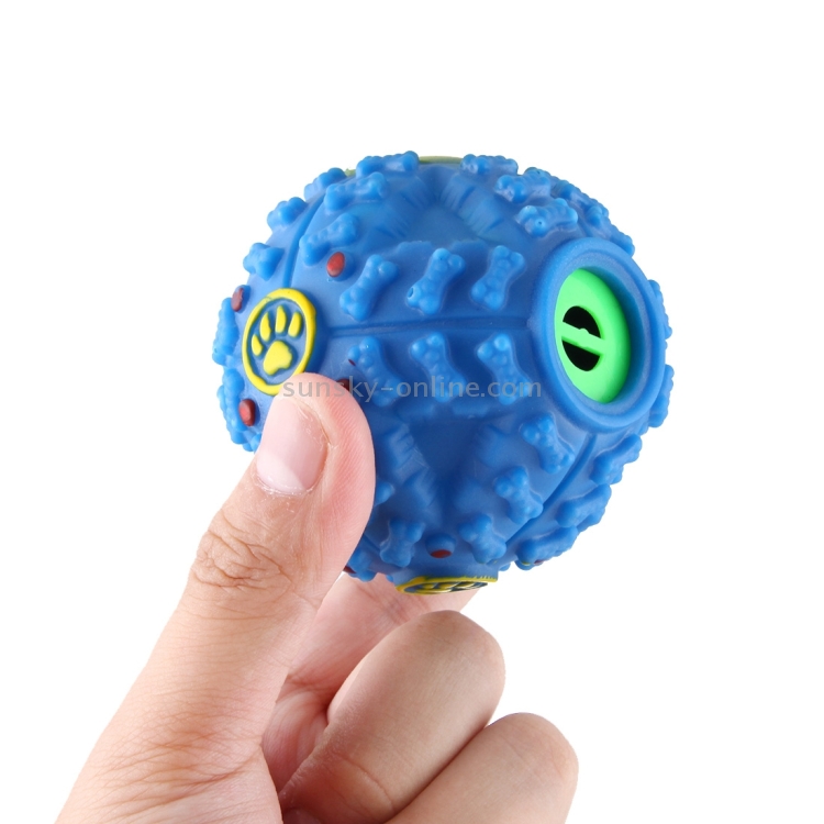 Dispensador de alimentos para mascotas Squeaky Giggle Quack Sound Training Toy Chew Ball, Tamaño: S, Diámetro de la bola: 7 cm (azul) - 4