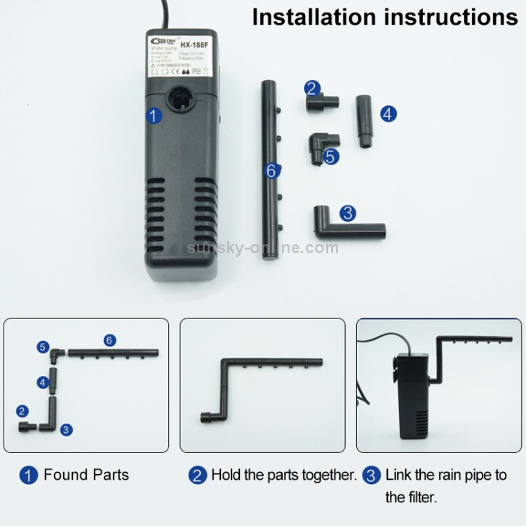 HX188F 8W 600L/H Multifunction Submersible Aquarium Water Pump