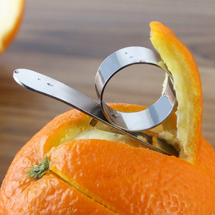 Strumento per sbucciare le arance con apertura a dito in acciaio