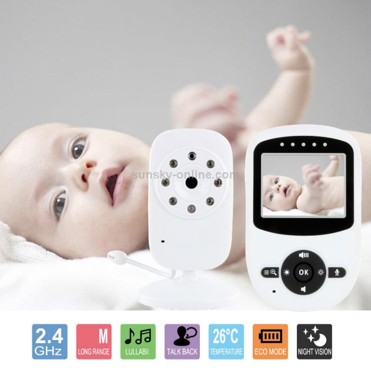 BM-SM24 2.4 pulgadas LCD 2.4GHz Cámara de vigilancia inalámbrica Monitor de bebé con visión nocturna LED de 8 IR, conversación de voz bidireccional (blanco) - 7