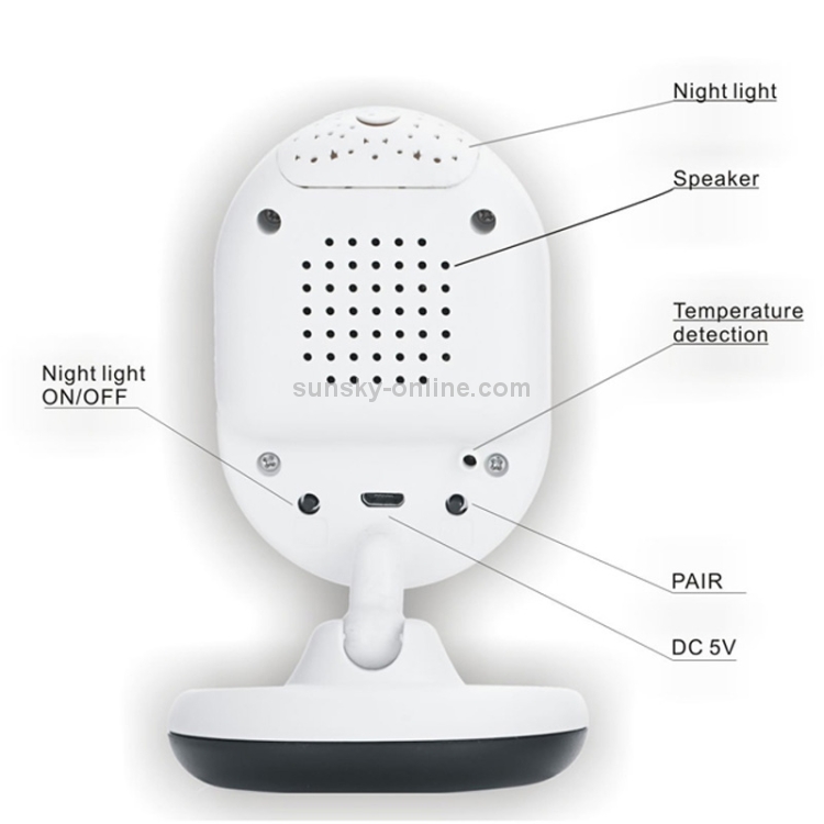 BM-SP820 2.4 pulgadas LCD 2.4GHz Cámara de vigilancia inalámbrica Monitor de bebé con visión nocturna LED de 7 infrarrojos, conversación de voz bidireccional (blanco) - 4