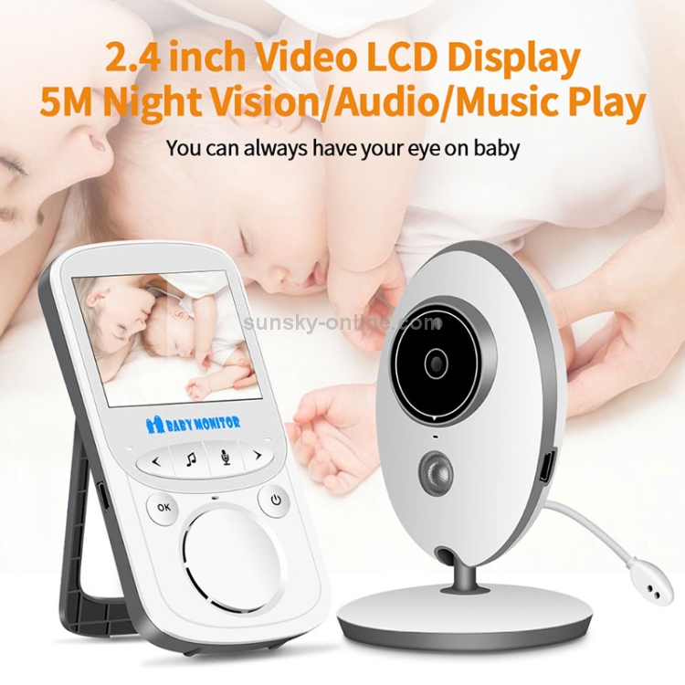 VB605 2.4 pulgadas LCD 2.4GHz Cámara de vigilancia inalámbrica Monitor de bebé, Soporte de conversación bidireccional, Visión nocturna (Blanco) - 4