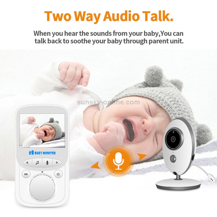 VB605 2.4 pulgadas LCD 2.4GHz Cámara de vigilancia inalámbrica Monitor de bebé, Soporte de conversación bidireccional, Visión nocturna (Blanco) - 6