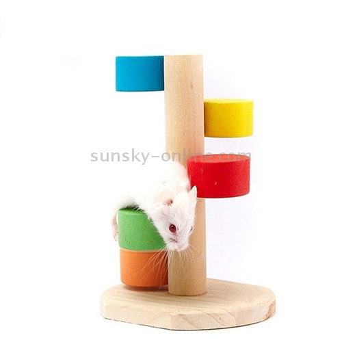 Pet Natural Wood Hamster Colorida Escalera de plataforma de escalera de plataforma para pequeñas mascotas - 1