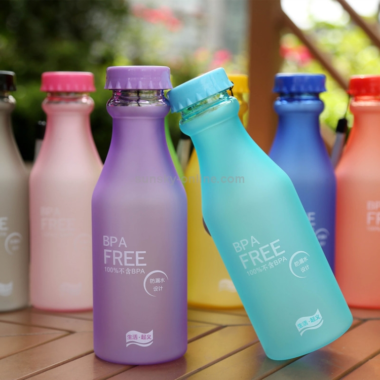 550mL Frost Leak-proof Plastic Portable Soda Bottle Sealed Simple Student Handy Beverage Bottle(Pink)