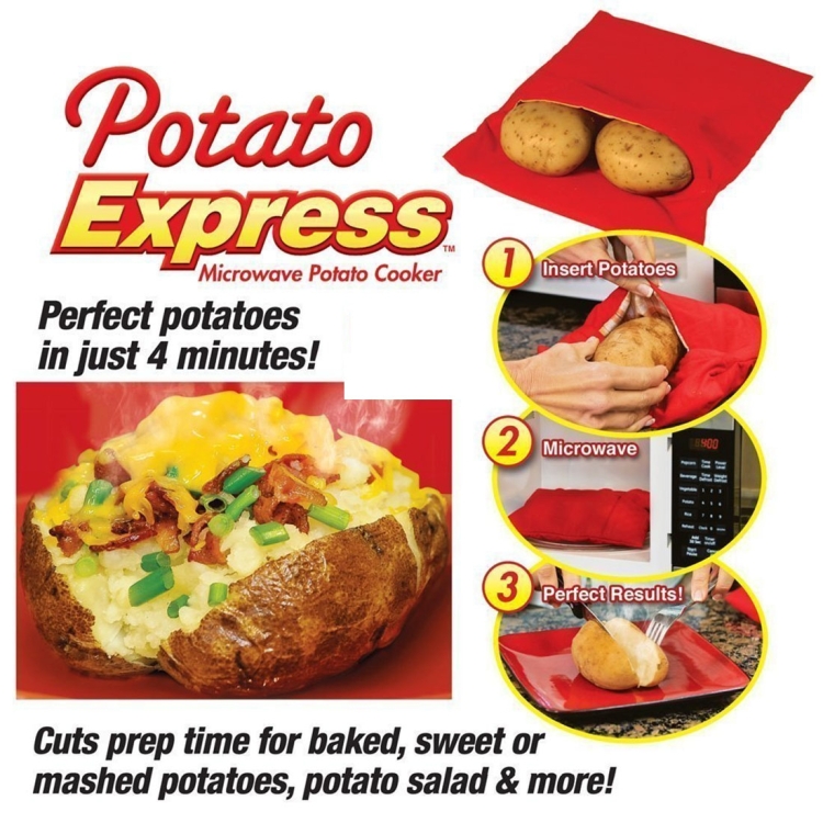 Bolsa de cocción express para microondas reutilizable para patatas