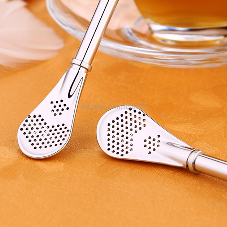 Stainless Steel Tea Leaf Filtered Drinking Straw Herb Tea Filter Tea Strainer Juice Cafe Coffee
