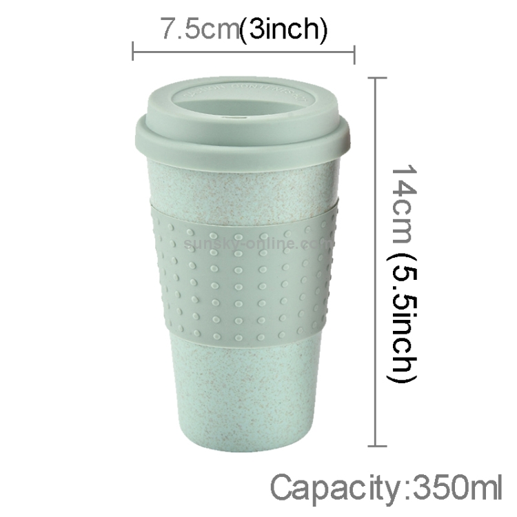 Mini tazza da tè in plastica a prova di perdite da 350 ml con cannuccia di  cellulosa (verde)