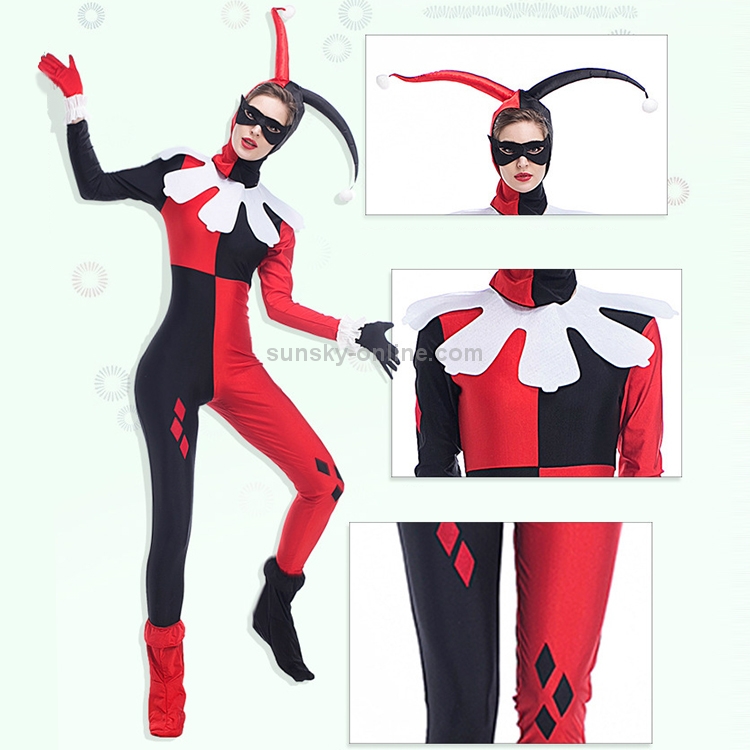 Costume di Halloween Donna Harry Qinn Clown Cosplay Abbigliamento, Taglia:  L, Busto: 86 ~ 92 cm, Giro vita: 70 ~ 75 cm, Lunghezza tuta: 140 cm