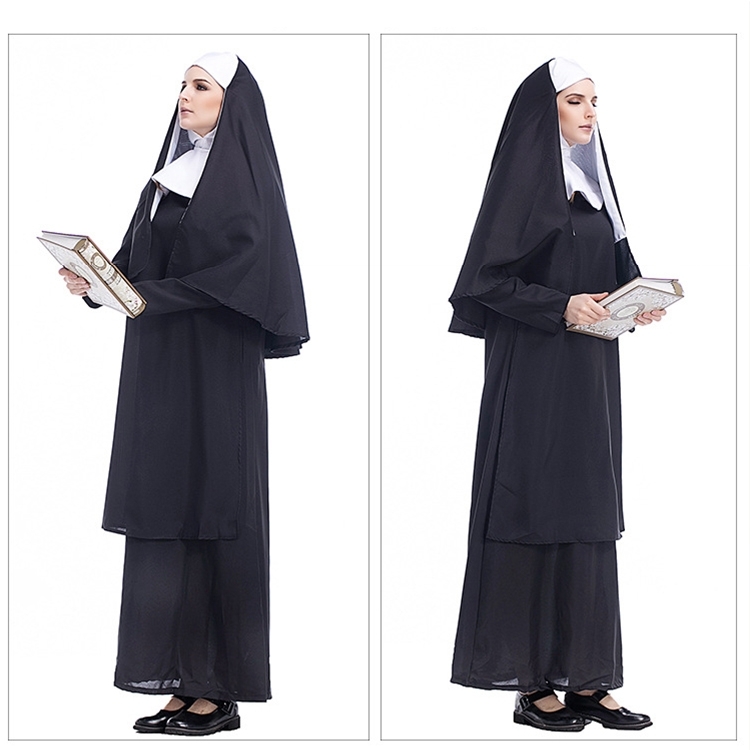 Halloween Costume Women Nun Missionary Cosplay Clothing, Size:XL, Bust:116cm,  Dress Length:147cm, Shoulder Width:41cm