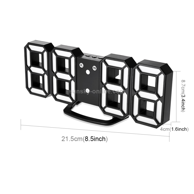 MultiFunction Large 3D LED Digital Wall Alarm Clock with Snooze