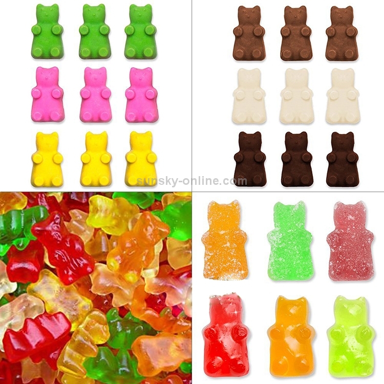 2 PCS 50 Holes Small Bear Chocolate Tray Silicone Mold Cookie Mold Candy  Mold, Random Color Delivery, Size: 19*13.7*1cm